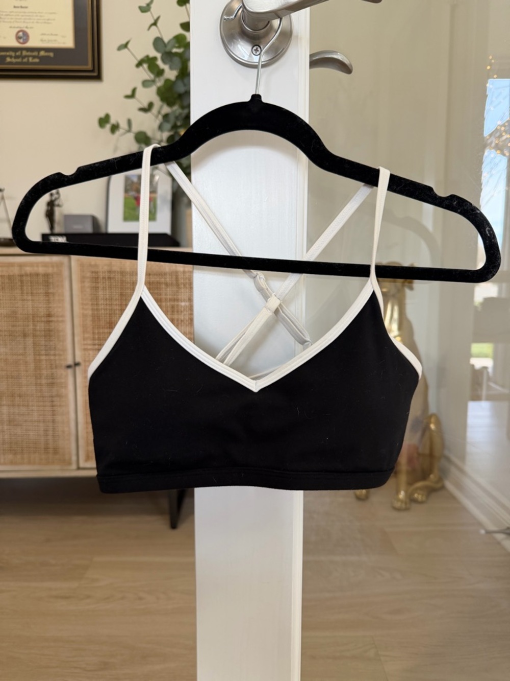White Fox Active Black & White Strappy Sports Bra - Small